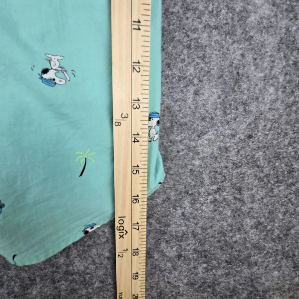 PEANUTS Snoopy Shirt Mens Medium Green‎ Pirate Palm Tree Casual Button-up - Picture 5 of 8